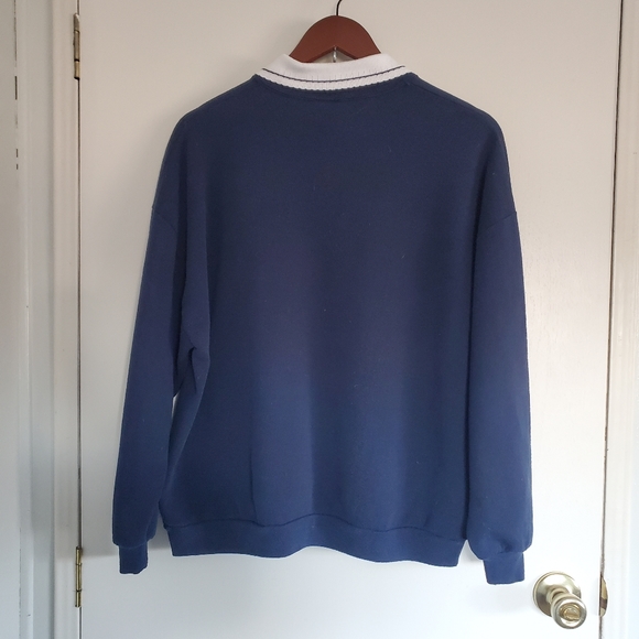 Vintage Morning Sun Collared Sweatshirt Women's LP Blue Cats And Birds - Picture 8 of 11